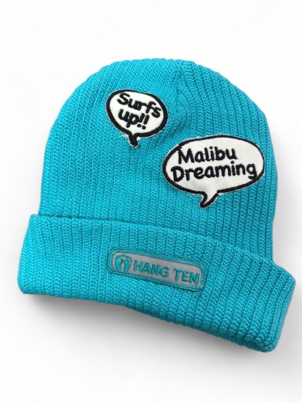 Hang Ten Bright Teal Knit Beanie with Pier Patch